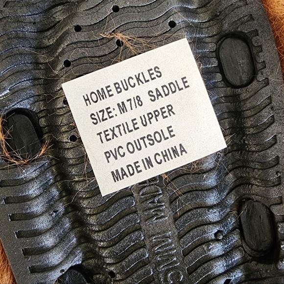 NWT 2 Fly Co. Home Buckles- Saddle Tan Faux Fur Western Slippers in Brown 7/8 - Picture 10 of 11